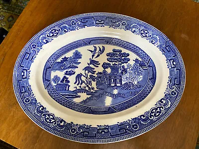 Buy Old Willow Pattern Oval Meat Plate - England - Blue & White - 14.5” X 11.5” • 12£