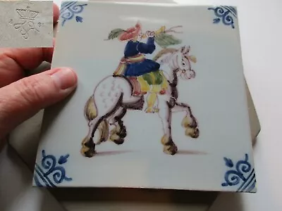 Buy Antique Vintage Signed Rare Old Delft Ware Dutch Handpainted Tile Horse Soldier • 0.99£