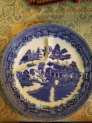 Buy Vintage Globe Pottery CO.LTD Blue Willow Stanley Lunch Plate Vitrified 10  • 21.76£