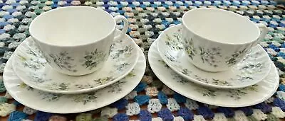 Buy Two Minton Spring Valley Tea Cup Saucer Plate Trio Fine Bone China • 6£