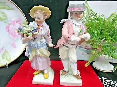 Buy Rare Meissen The Caduceus Mark  1730 Figurines Painted Porcelain Couple German  • 307.56£