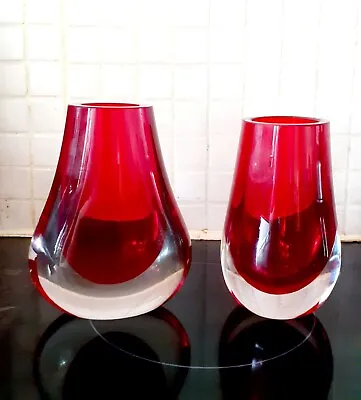 Buy RARE🔥Vintage WHITEFRIARS TEAR DROP SHAPED CRYSTAL GLASS, RUBY CRANBERRY VASE • 59.99£