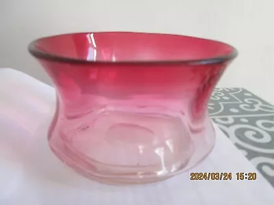 Buy Antique  Cranberry To Clear Glass Optic Bowl Hand Blown • 6.99£