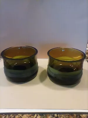 Buy VILLEROY & BOCH Green & Amethyst Jewels Glass Vase Bowl Etched Wave Set Of 2 • 67.49£