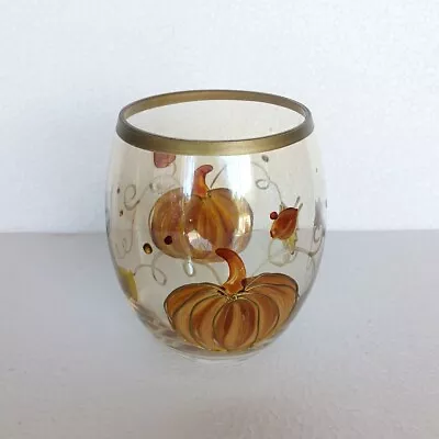 Buy Hand Painted Thanksgiving Fall Pumkin Party Drinking Glass • 14.39£