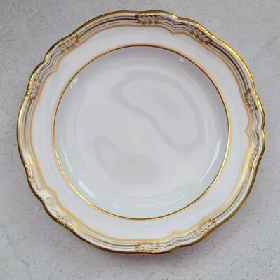 Buy SPODE England Bone China SHEFFIELD Pattern Salad Plate White W/ Gold Rim R568 • 45£
