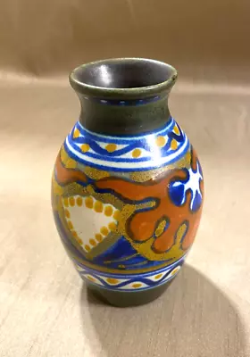 Buy Vintage Colorful Gouda Holland Vase Dutch Pottery • 37.40£