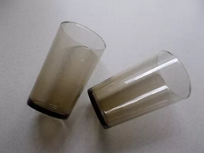 Buy VINTAGE RETRO DRINKING GLASS - LUMINARC SMOKE BROWN TALL TUMBLERS X 2 • 5.95£