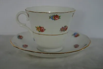Buy Tea Cup & Saucer Pink Roses W/Blue, Yellow & Lavender Flowers Colclough England  • 9.64£