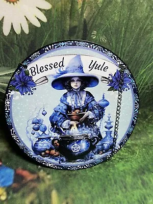 Buy ❤️New Blue Blessed Yule Witch Acrylic Hanging Sun Catcher Stained Glass Effect • 8£