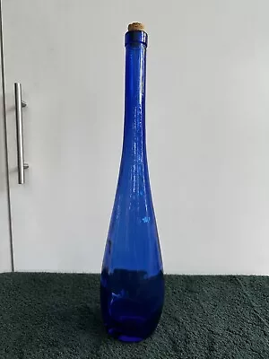 Buy Vintage Cobalt Blue Glass Long Neck Tall Bottle. • 28£