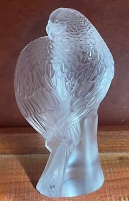 Buy VTG Signed LALIQUE France Frosted Clear Crystal Bird Parakeet Wing Out 6  Tall • 185.50£