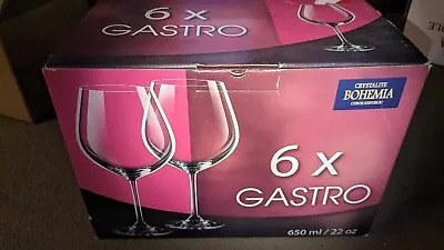 Buy 6 Gastro CRYSTALITE BOHEMIA  22 OZ Wine Glasses Brand New In Box • 95.89£