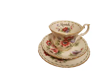 Buy Royal Albert Flower Of The Month March Cup Saucer Plate - Trio • 20£