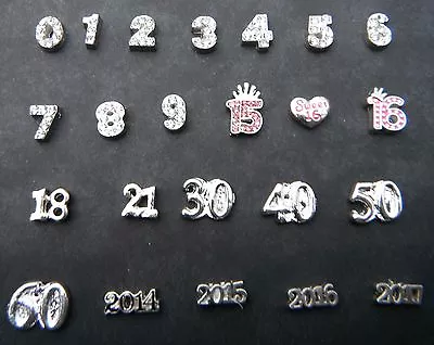 Buy Age Numerals Numbers For Floating Memory Lockets  Birthday Anniversary   • 0.99£