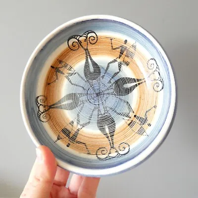 Buy Vintage Trinket Dish Studio Pottery Modernist Blue African Tribal Shield Rams • 12.99£