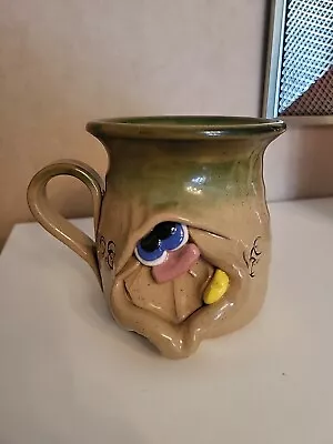 Buy Pretty Ugly Pottery Glazed Brown Mug Made In Wales Face B • 9.99£