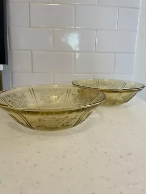 Buy 2 Federal Glass Vintage Serving Bowl Yellow/Amber Sharon Cabbage Rose • 9.60£