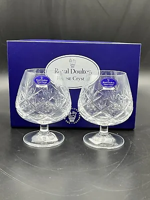 Buy NWT Vintage Royal Doulton Crystal Brandy Glasses By Webb Corbett, Stickers, Box • 31.27£