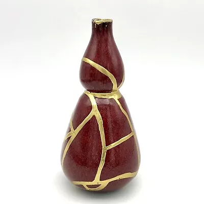 Buy Kintsugi Vase Double Gourd Flambé Glaze Gold Crack Art Personal Growth Gift • 242.93£