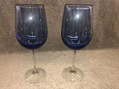 Buy Cobalt Blue Wine Glasses With Clear Stems Just Over 9” Tall • 22.04£