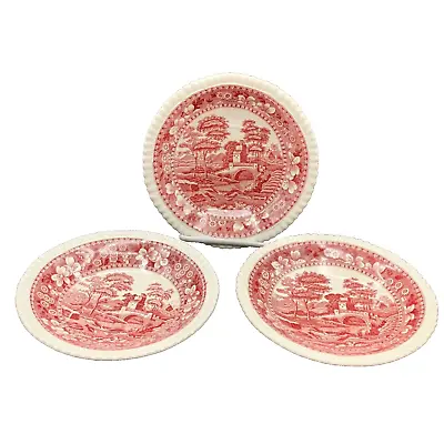 Buy Copeland Spode Pink Red Tower Saucers - Set Of 3 - Old Mark - 6  - Gadroon Edge • 12.44£
