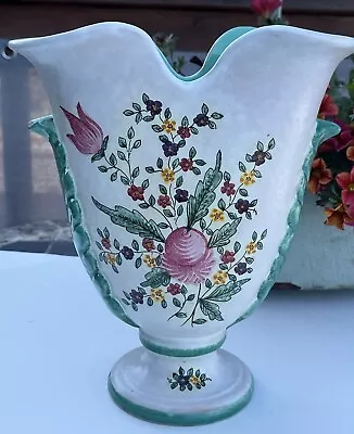 Buy Vtg Signed Italy Vanro R-766 Floral Design Pottery Vase 8.5” Height • 35.54£