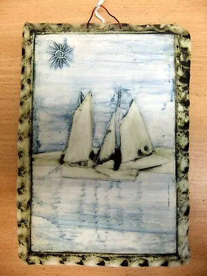 Buy Carn Pottery Wall Plaque With Sailboat. • 140£