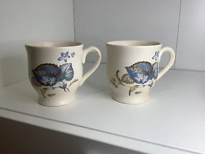Buy Axe Vale Pottery Devon. Cream Blue Leaf Vintage Cups. Mugs. Vintage. • 7£