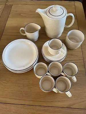 Buy Vintage Poole Pottery Parkstone Coffee Set X 21 Pieces - Beige & Brown • 15£
