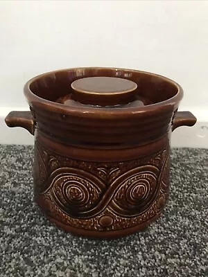 Buy Vintage Retro 70’s Ellgreave Pottery Saxony Glazed Brown Pot & Lid BB16D • 10£