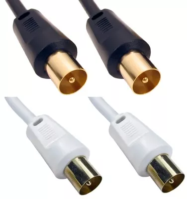 Buy TV Aerial Cable COAX Coaxial RF Fly Lead Male To Male 0.5m To 50m Short Long • 2.79£