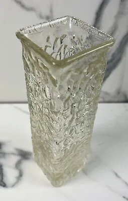 Buy 1970's Davidson LUNA  Clear Bark Textured Glass Vase • 6.50£