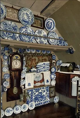 Buy Blue & White Dinnerware Plates Antique Clock 1909 Germany Vintage Postcard • 6.63£