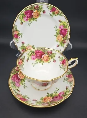 Buy 1962 Royal Albert Old Country Roses Avon Shape Tea Cup Saucer & Side Plate Trio • 25£
