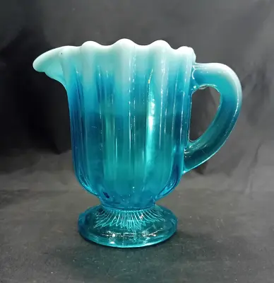 Buy Antique Victorian Davidson Glass Blue Pearline Brideshead Glass Jug Rd.130643 2 • 16.99£