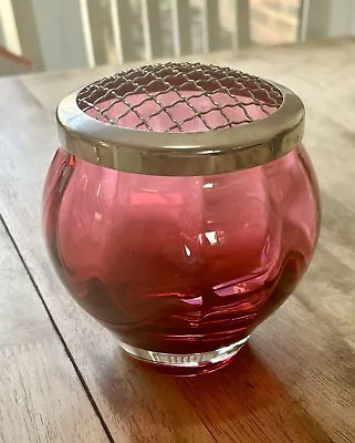 Buy Vintage Crystal Dartington Cranberry Rose Bowl Vase • 19£
