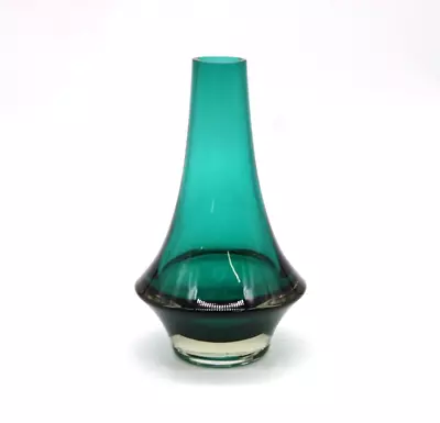 Buy GREEN GLASS VASE Riihimaki Riihimaen Finland 1379 Scandinavian Modern MidCentury • 9.99£