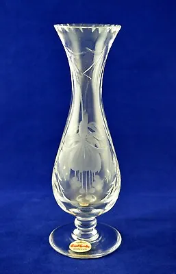 Buy Royal Brierley Crystal  FUCHSIA  Footed Round Vase - 22cms (8-5/8 ) Tall • 24.50£