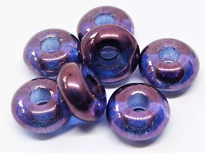 Buy 11(mm) DONUT FLAT ROUND RONDELLE LARGE HOLE SPACER CZECH GLASS BEADS - (20pcs) • 2.69£