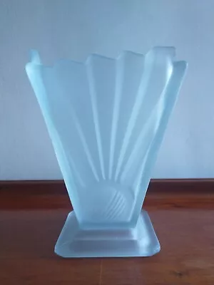 Buy Sowerby Art Deco Frosted Blue Glass Sunburst Sunray Glass Vase Rd 790213 -c.1934 • 39.99£