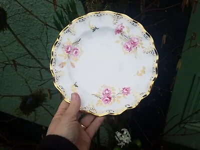 Buy Royal Crown Derby Royal Pinxton Roses 20cm Fluted Edge Dessert Plate - XXXI • 24.99£
