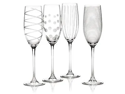 Buy Mikasa Cheers Set Of 4 Champagne Flute Glasses Precision-etched Designs • 28.49£
