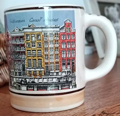 Buy Delft's Blue Pottery Mug Holland Delfino Hand Painted Amsterdam Canal Houses Cup • 11.99£