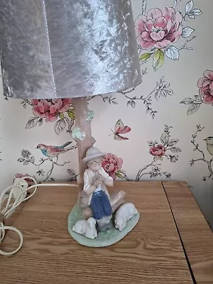 Buy 1987 NAO By Lladro Table Lamp Stand Boy Playing Flute & Sheep Figurine RETIRED • 5.99£
