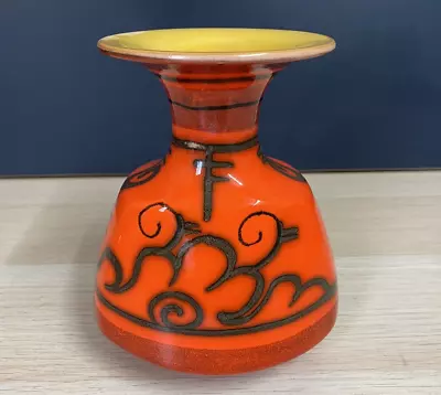 Buy Vase Flora Holland Orange Red Yellow Dutch Vintage Midcentury 17cm • 29.99£