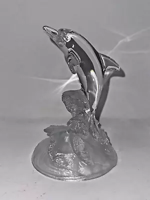 Buy Vintage Crystal D'Arques Dolphin Sculpture Figurine - 16 Cm 'Lalique' Style Base • 14.99£