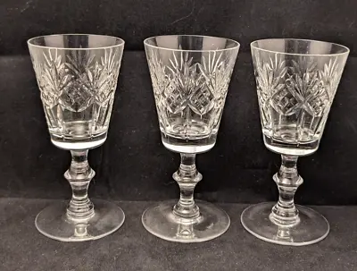 Buy 3 X Edinburgh Crystal Embassy Pattern Wine Glasses 5 1/2  14.3cm Tall • 22£