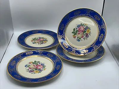 Buy Thomas Ivory 04823 Bavaria Germany ~11” Blue Dinner Plates •Lot Of 4 *FLAWLESS* • 151.18£