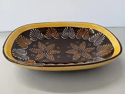 Buy Quimper Vintage Art Deco Unusual Ceramic Bowl Dish Brown With Flora Pattern • 8.40£